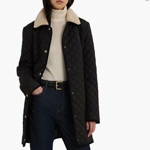 Ralph Lauren Quilted Jacket with Faux Shearling Collar, size M, new with tags
